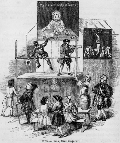 Two Adverts Relating to Faux, the Conjurer (detail) by English School